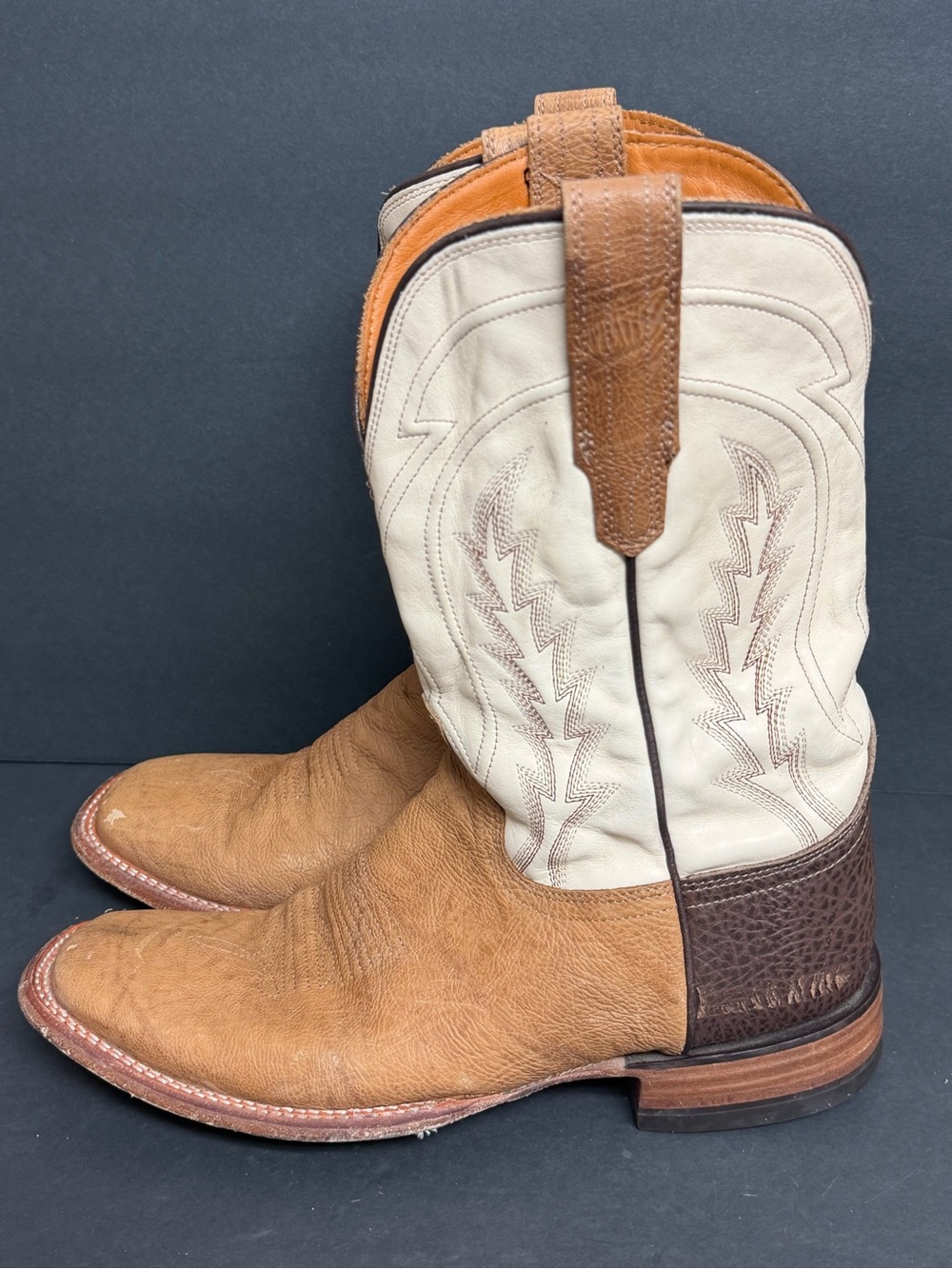 Tecovas The Doc Men's Size US 11D Tan Bone Square Toe Cowboy Boots $375 READ